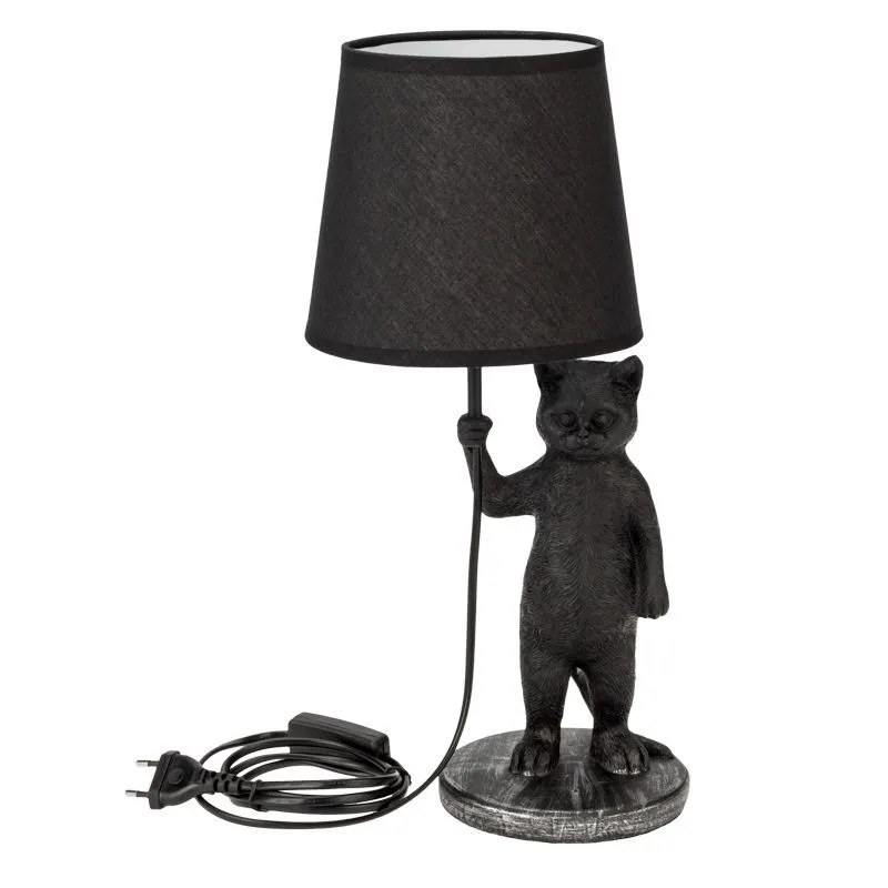 Светильник декоративный настольный МОБИ "Кот с зонтом" , с цоколем Е14, 40 Вт, цвет черный REXANT 603-1018