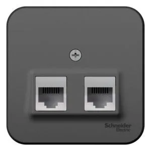 Розетка компьютерная + телефонная 2-м ОП Blanca RJ45 кат.5E + RJ11 с изолир. пластиной антрацит SE BLNIA045116 1210648
