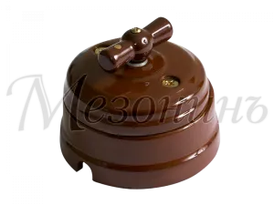 Выключатель ретро фарфоровый поворотный на четыре полож (2-х клавишный, в комплекте с подъемной GE70401-04