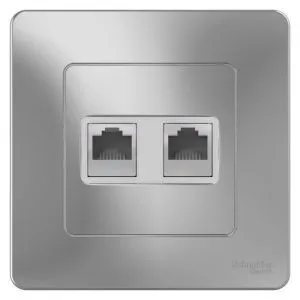 Розетка компьютерная + телефонная 2-м СП Blanca RJ45 кат.5E + RJ11 алюм. SE BLNIS045113 1210338