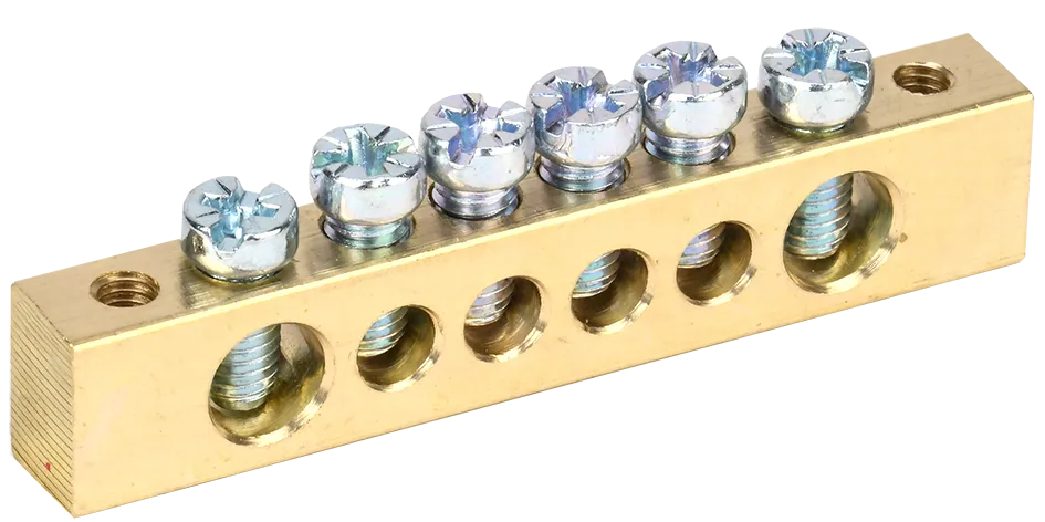 Шина PEN "земля-ноль" 8х12мм 6/2 (6групп/крепеж по краям) IEK