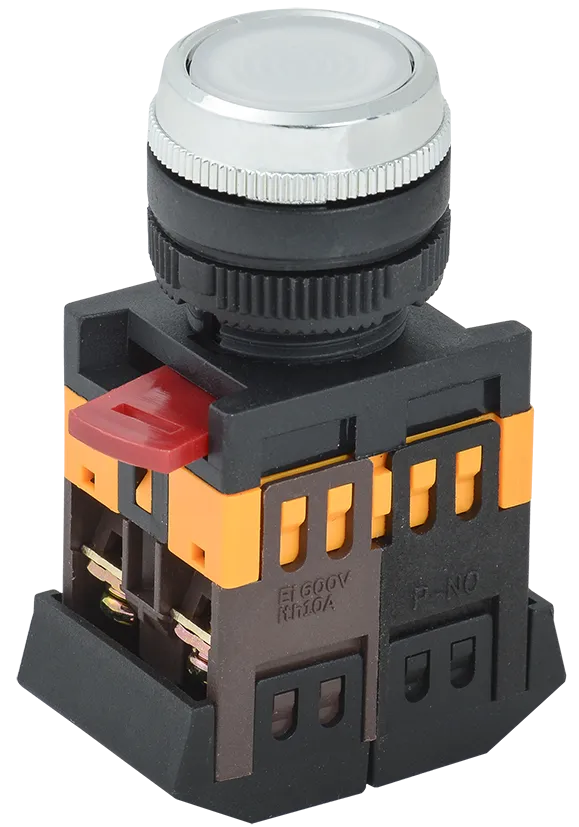 Кнопка ABLFS-22 белый d=22мм неон/240В 1з+1р IEK