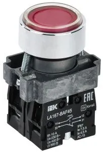 Кнопка управления LA167-BAF45 d=22мм 1з+1р красная IEK BBT20-BAF45-3-22-67-K04