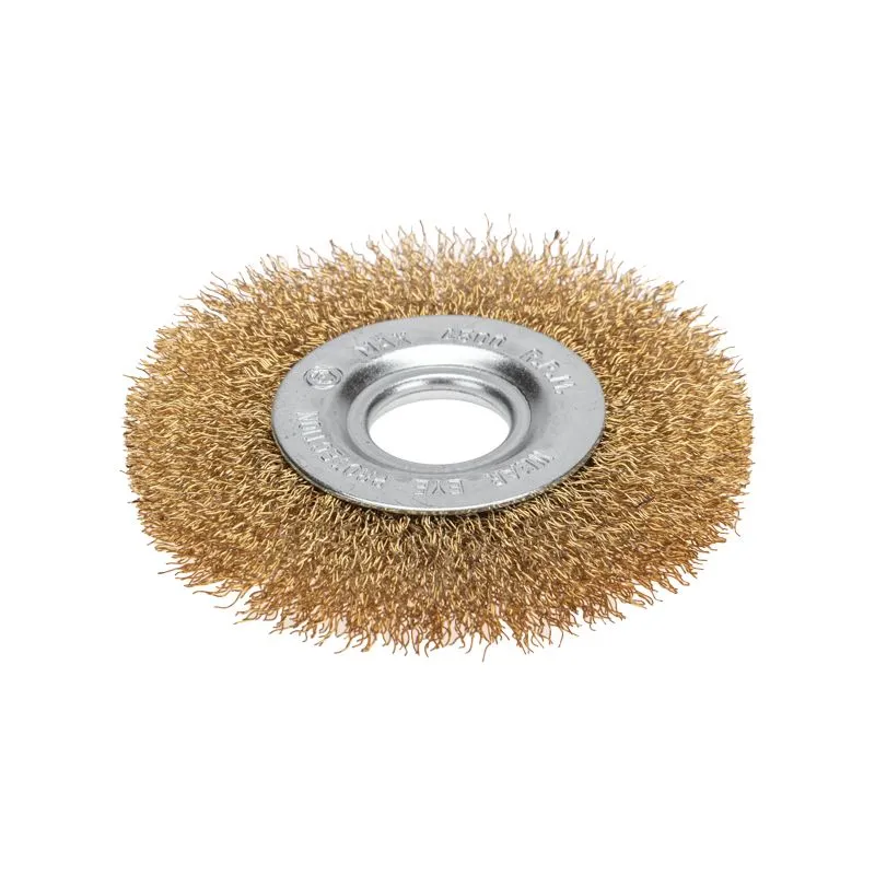 Щетка дисковая для УШМ, витая латунированная проволока, 100мм, отв. 22,23мм KRANZ