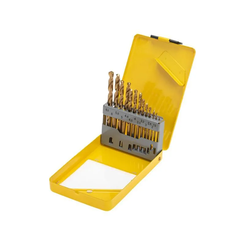 Набор сверл по металлу, 1,5-6,5мм (через 0,5мм, 3,2мм, 4,8мм), НSS, ТИТАН, цилиндрический хвостовик, металлический кейс, 13 шт. KRANZ KR-91-0633