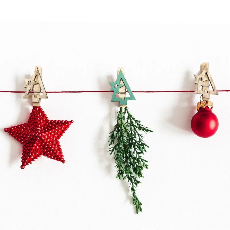 Деревянные прищепки Новогодняя ель 14,5x4,5x1,6 cм, 6 шт, NEON-NIGHT - Фото 4