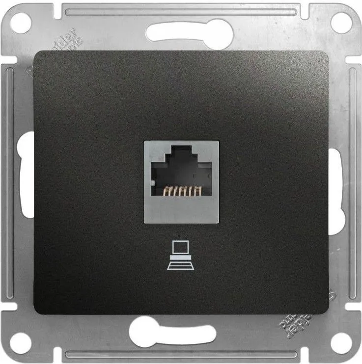 Розетка компьютерная 1-м Glossa RJ45 кат.5E механизм антрацит SE GSL000781K