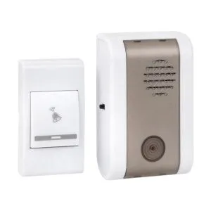 Звонок беспр. на батарейках 003 (бел.-сер. 36 мелод. с индик. 2х1,5В АА дист. 80м.) EKF DBB-A-003