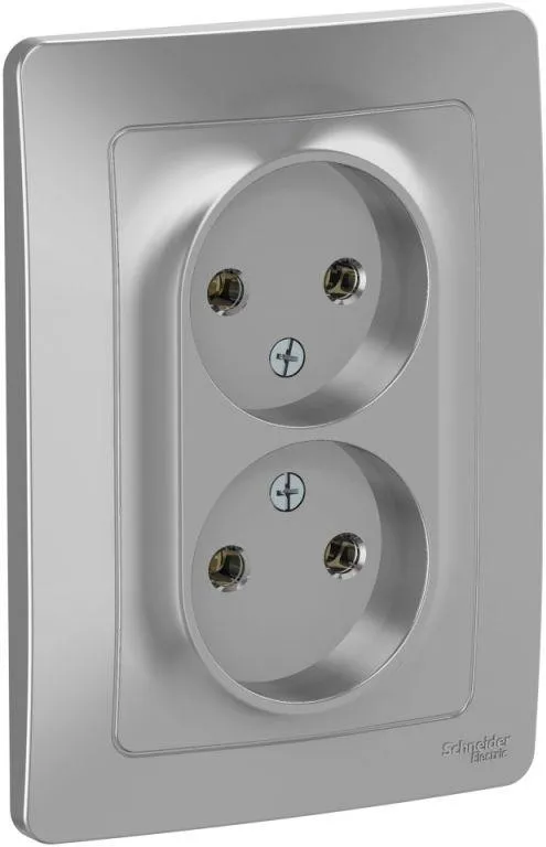 Розетка 2-м СП Blanca 16А IP20 250В без заземл. без защ. шторок алюм. SE BLNRS000023