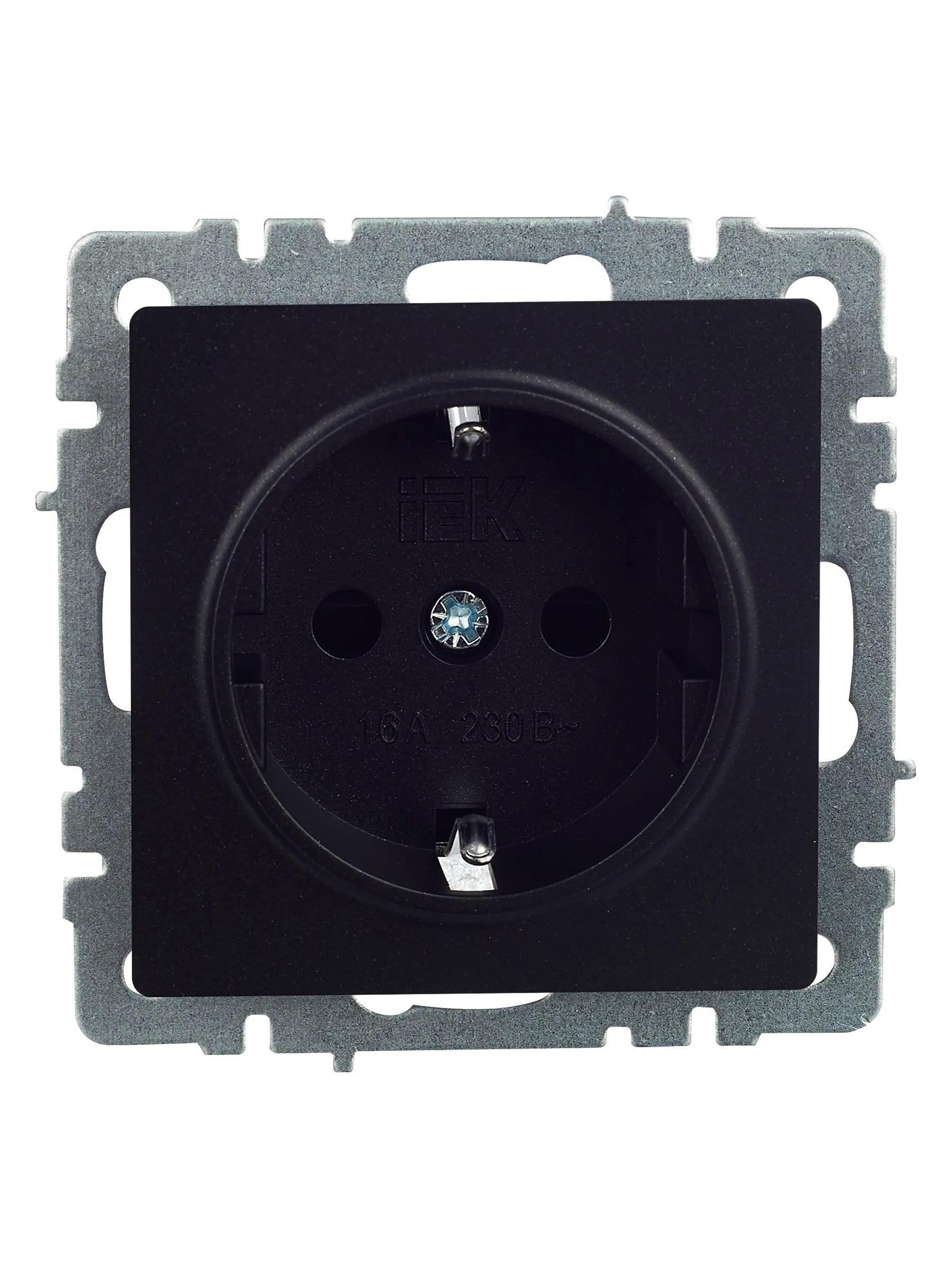 BRITE Розетка 1-местная с заземлением с защитными шторками 16А РС14-1-0-БрЧ черный IEK - Фото 6