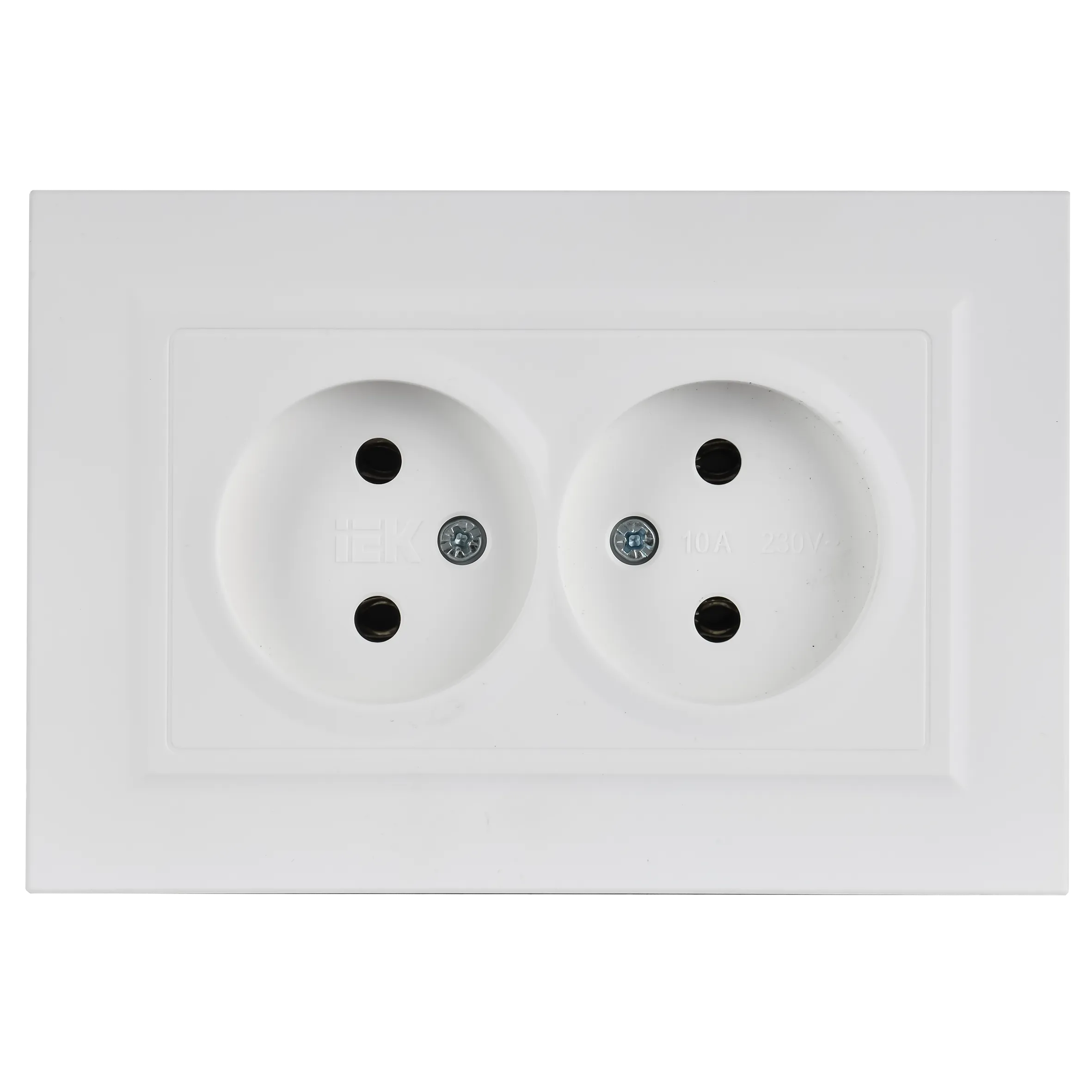 BRITE Розетка 2-местная без заземления без защитных шторок 10А в сборе РС12-2-БрАБ арктический белый IEK - Фото 4