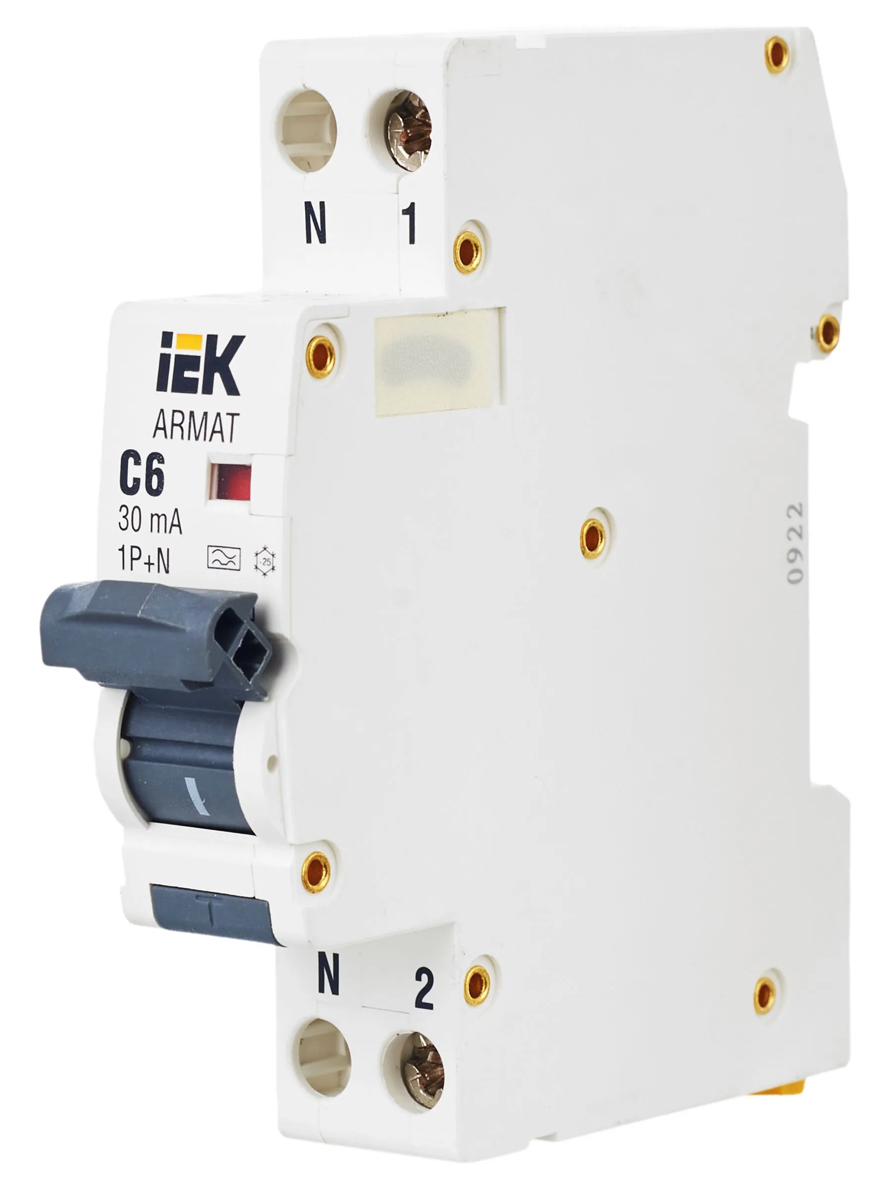 ARMAT Автоматический выключатель дифференциального тока B06S 1P+NP C6 30мА тип A (18мм) IEK - Фото 8