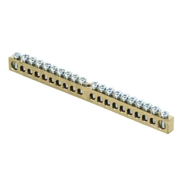 Шина PEN "ноль-земля" (6x9мм) 20 отв. латунь крепеж по центру EKF