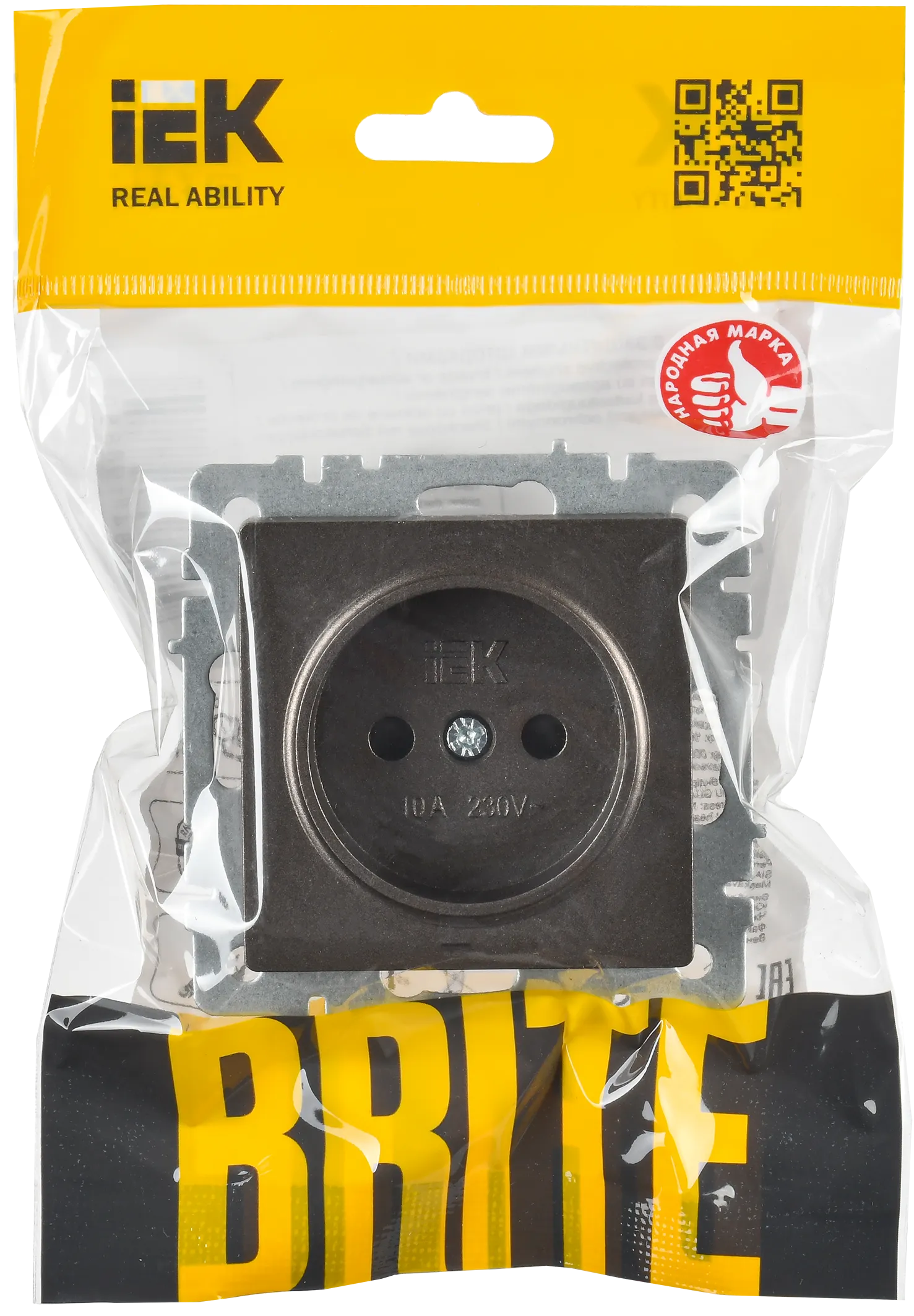 BRITE Розетка 1-местная без заземления с защитными шторками 10А РСш10-2-БрТБ темная бронза IEK - Фото 2