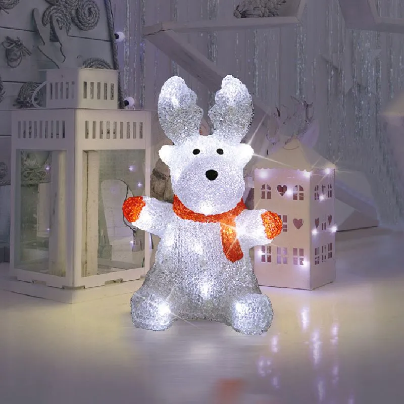 Акриловая светодиодная фигура Олененок в шарфе 20х17х30 см, 24 светодиода, батарейки 2хAA (не входят в комплект) NEON-NIGHT - Фото 2