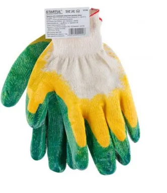 Перчатки х/б с латексным покрытием (двойной облив) 13 класс STARTUL