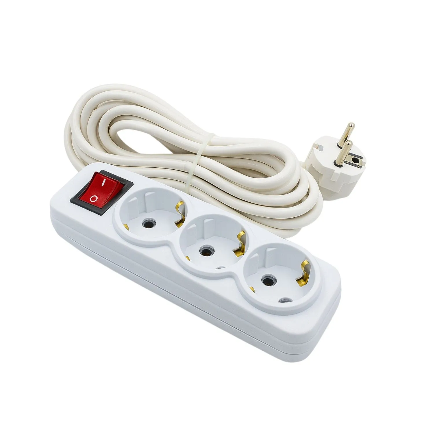 Удлинитель УБкн-03 бытовой с кнопкой ПВС 3*0,75 (10А) 3гн. 7м. белый DEKRON - Фото 2