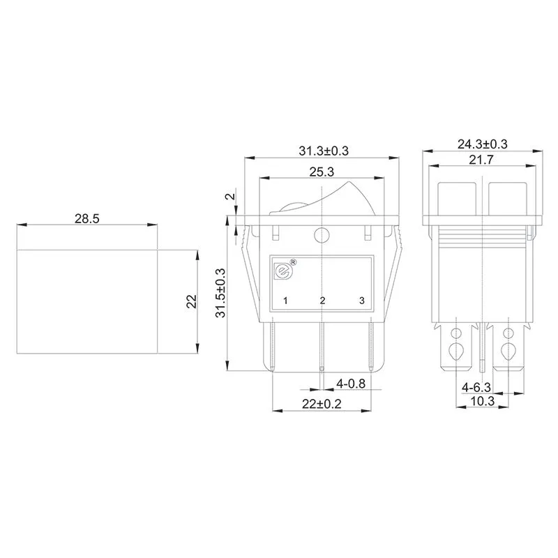 Выключатель клавишный 250В 15А (6с) ON-OFF черный с подсветкой, двойной REXANT - Фото 2