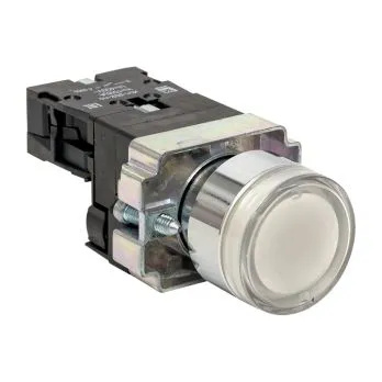 Кнопка BA21 с подсветкой 230В белаяNO EKF