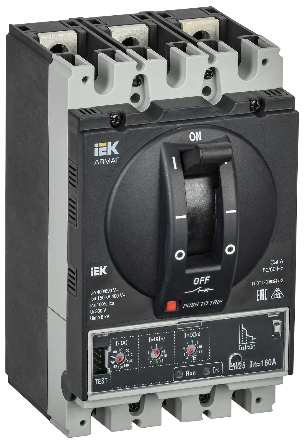 ARMAT Автоматический выключатель в литом корпусе 3P типоразмер D 150кА 160А расцепитель электронный стандартный IEK AR-MCCB-3D-150-0160A-ELSC