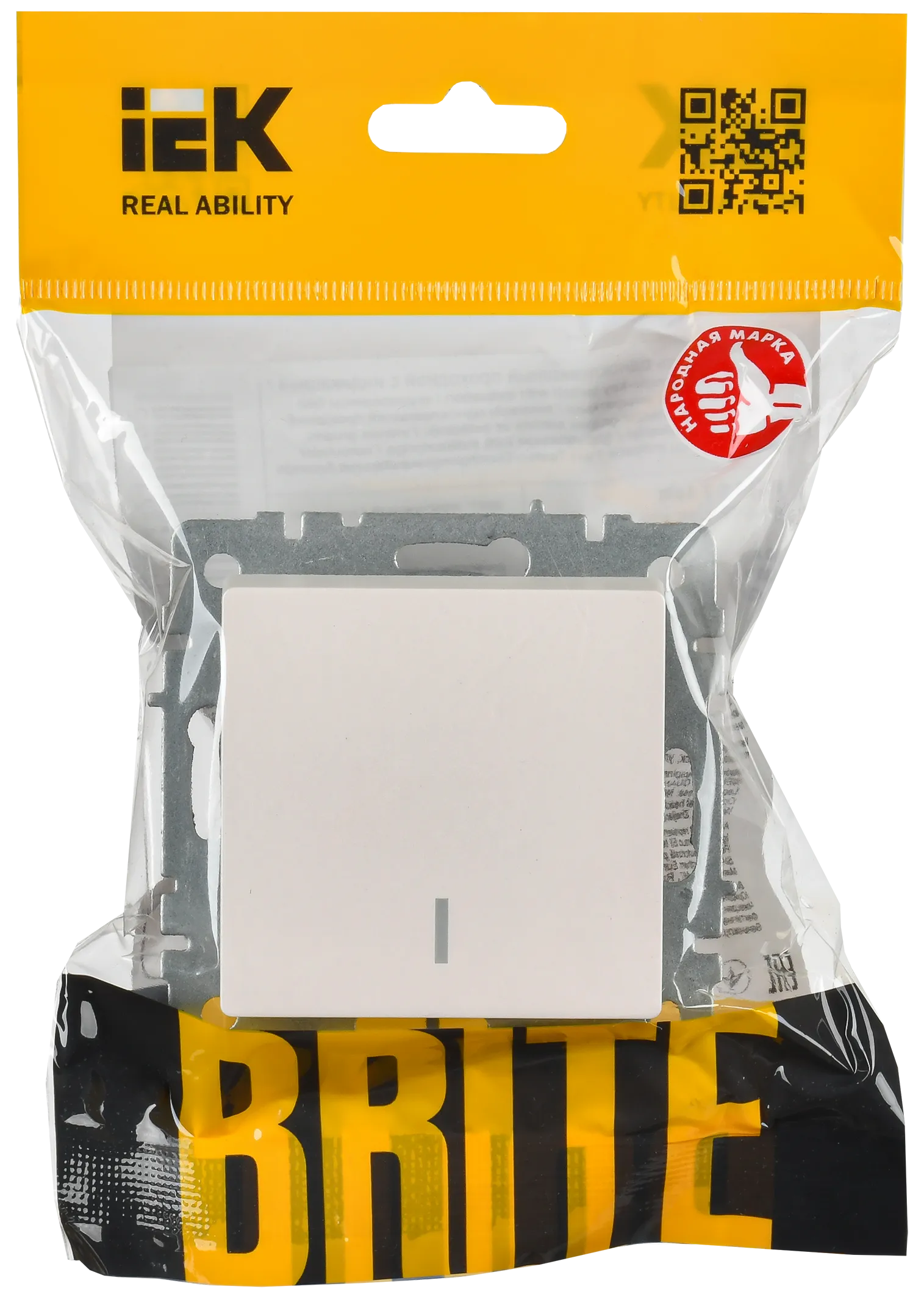 BRITE Выключатель 1-клавишный проходной с индикацией 10А ВС10-1-7-БрЖ жемчуг IEK - Фото 2