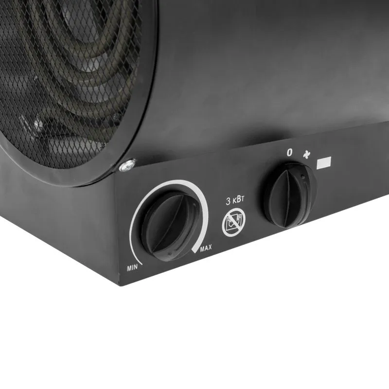 Пушка тепловая электрическая, круглая, прямоугольная подставка, ТЭН, 3кВт REXANT - Фото 4