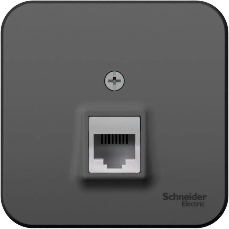 Розетка телефонная 1-м ОП Blanca RJ11 с изолир. пластиной антрацит SE BLNIA011006 - Фото 2