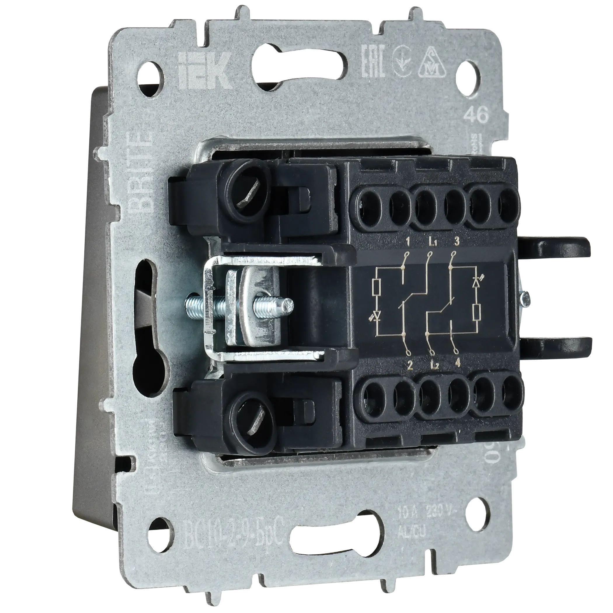 BRITE Выключатель 2-клавишный с индикацией для отелей 10А ВС10-2-9-БрС сталь IEK - Фото 8