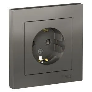Розетка 1-м СП AtlasDesign 16А IP20 с заземл. защ. шторки в сборе сталь SE ATN000944 1240499