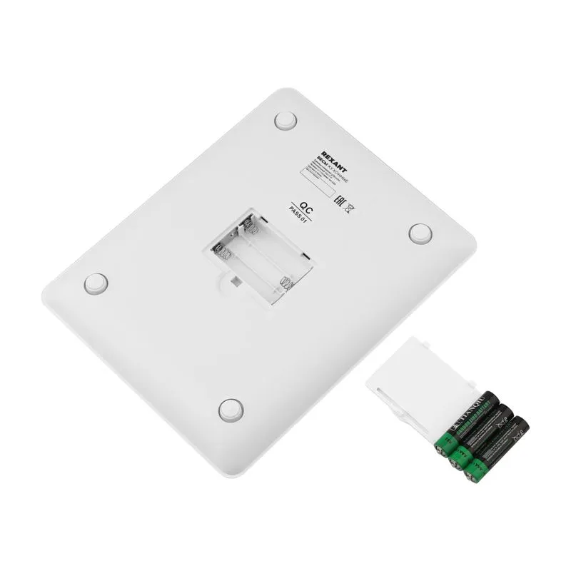 Весы кухонные электронные, белые/прямоугольные/стекло/до 5 кг REXANT - Фото 4