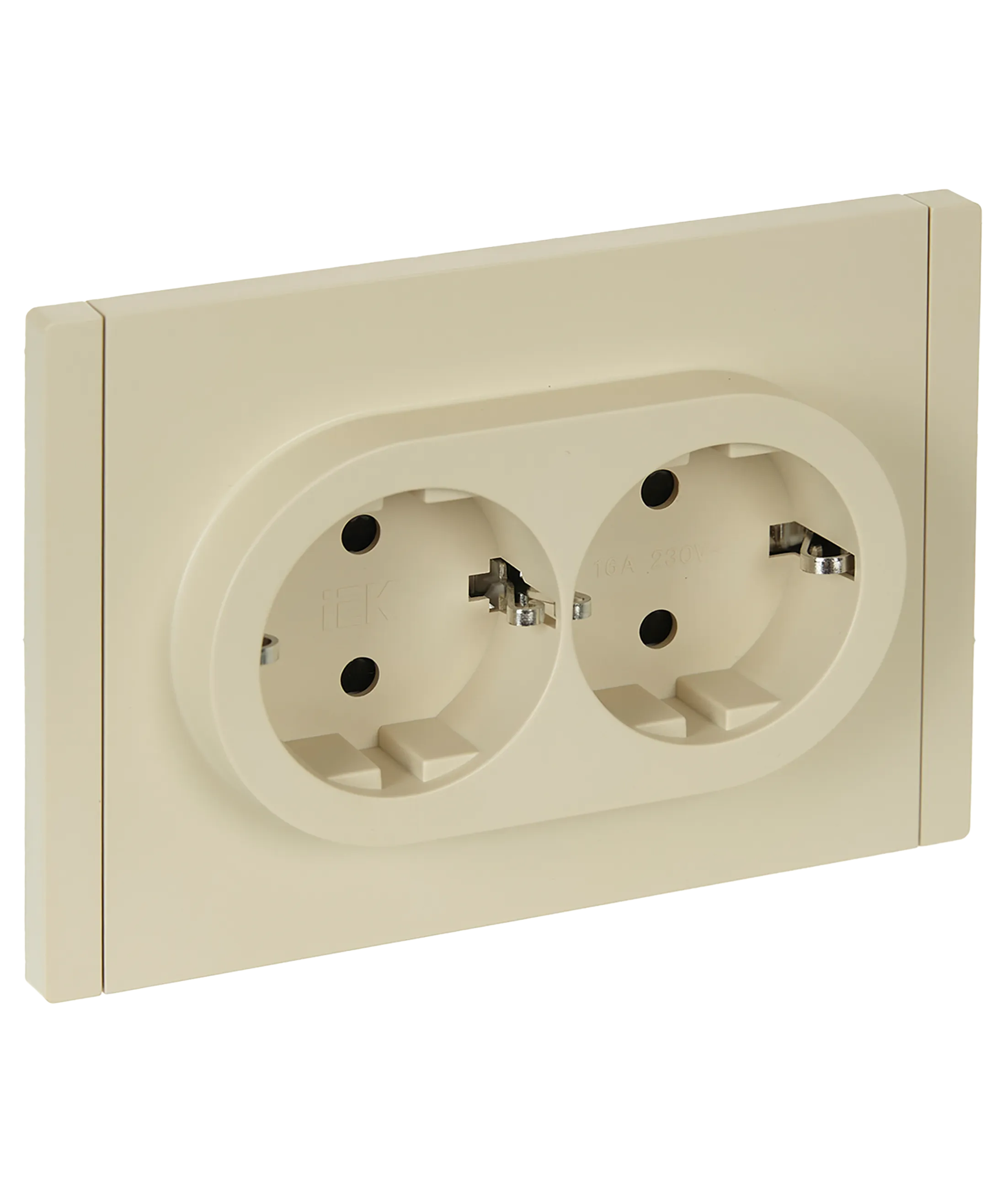FORTE&PIANO Розетка 2-местная с заземлением с защитными шторками безвинтовое крепление 16А FP423 ваниль IEK