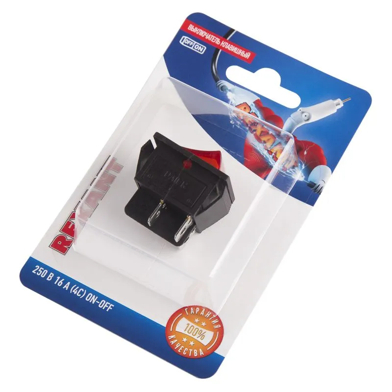 Выключатель клавишный 250V 16А (4с) ON-OFF красный  с подсветкой (RWB-502, SC-767, IRS-201-1)  REXANT (в упак. 1шт.) - Фото 4