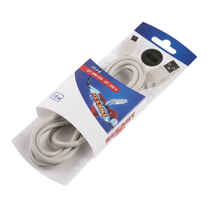 Шнур  шт. mini USB - шт. USB-A  1.8M  REXANT - Фото 2