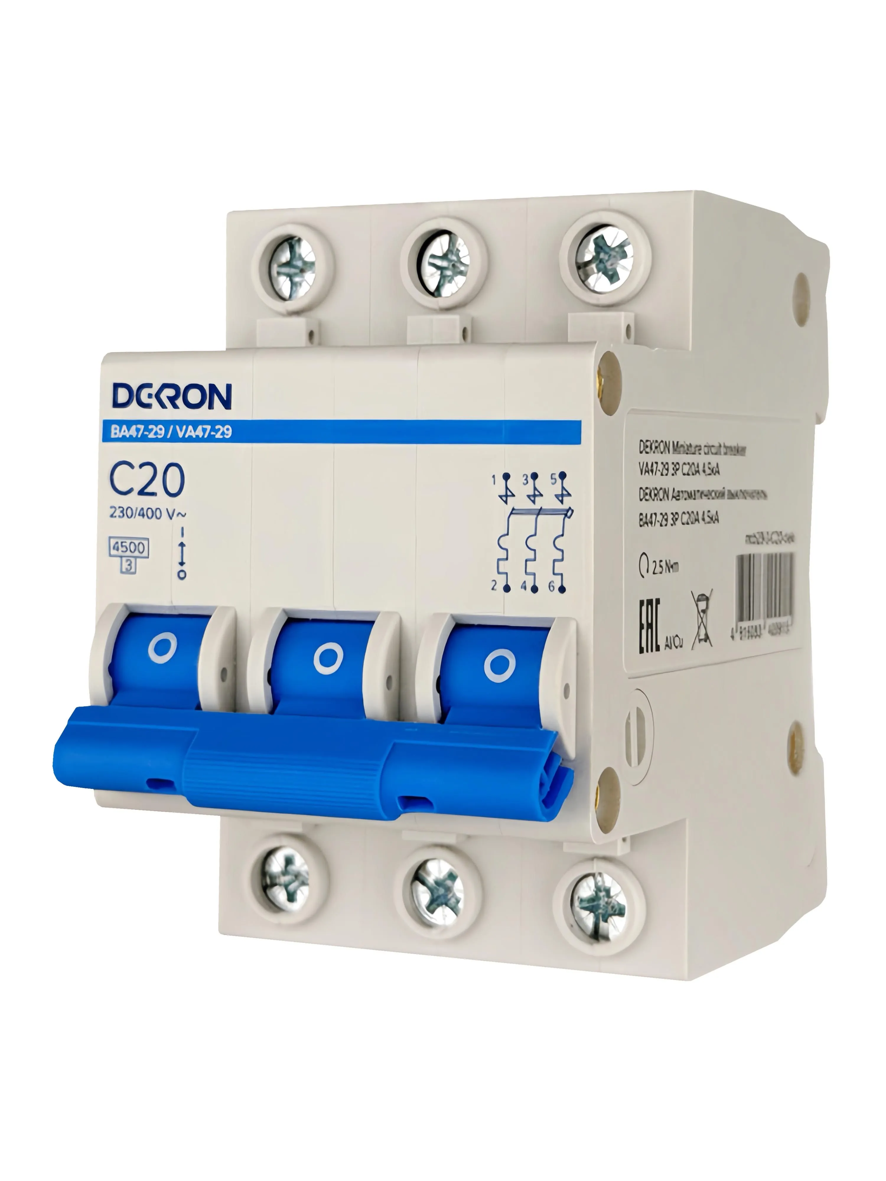 Автоматический выключатель ВА47-29 3P С20A 4,5кА - Фото 2