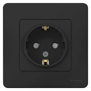Розетка 1-м СП Blanca 16А IP20 250В с заземл. защ. шторки антрацит SE BLNRS001116 1210380