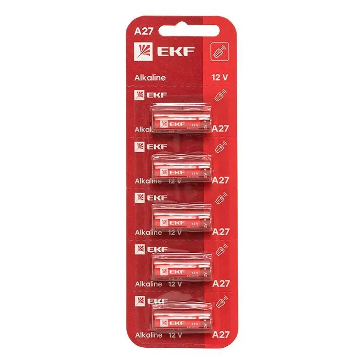 Алкалиновая батарейка А27 для сигнализаций блистер  5шт. EKF A27-BL5-шт