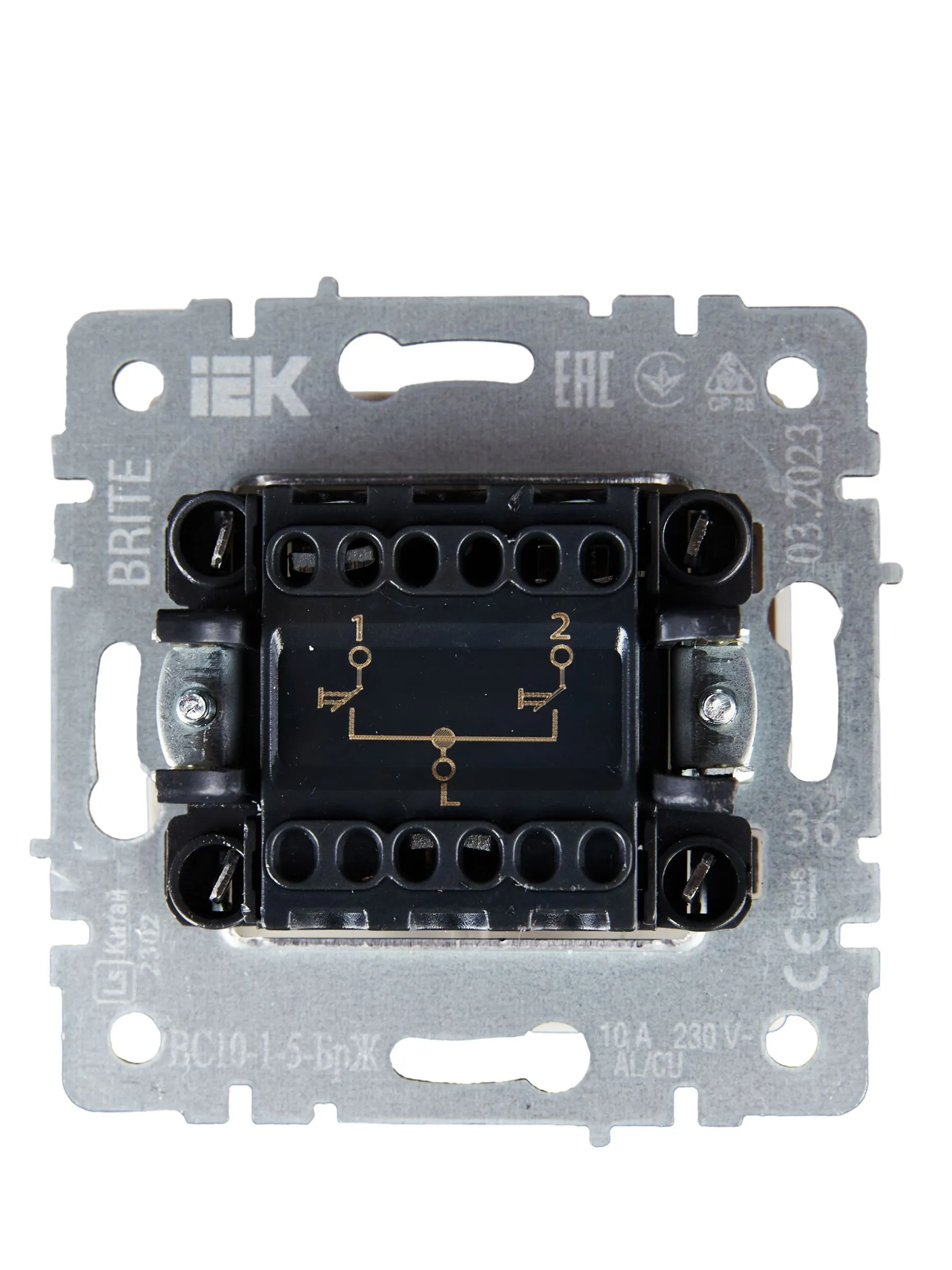 BRITE Выключатель жалюзи 10А ВС10-1-5-БрЖ жемчуг IEK - Фото 3