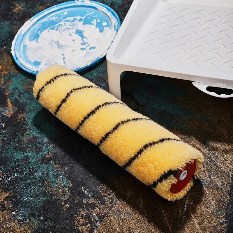 Ролик (сменный) полиакрил желтый с черной полосой, ворс 11 мм, ширина ролика 240 мм, Ø 42 мм, бюгель 6 мм REXANT - Фото 3