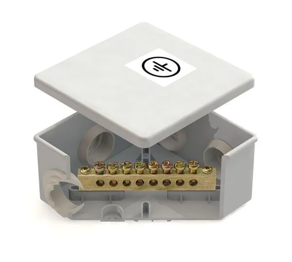 Коробка уравнивания потенциалов (КУП) 85х85х40мм шина 6х9 8груп (60шт)