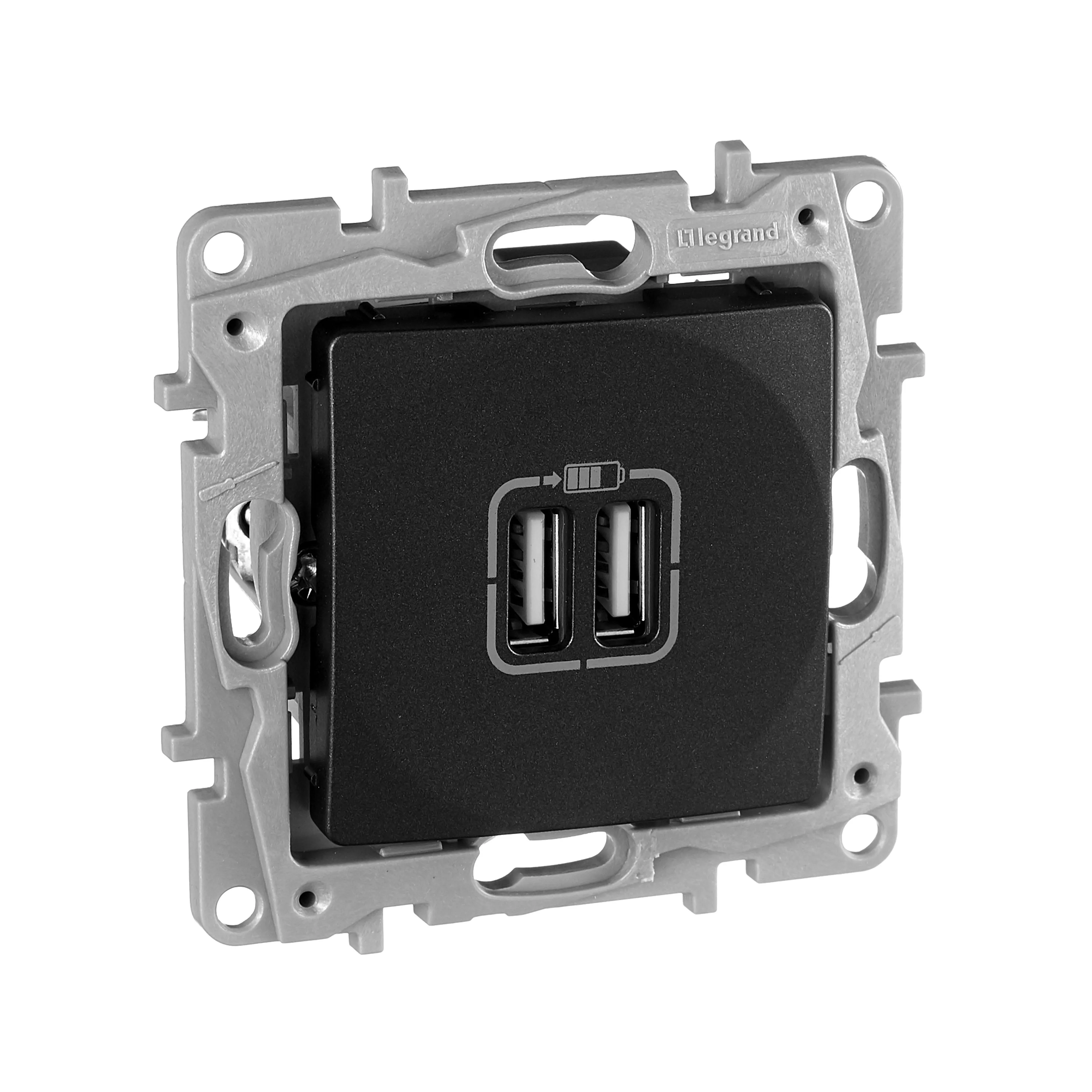 ETIKA Розетка USB A+A 15Вт антрацит 672694