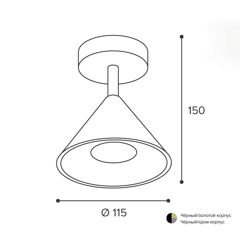 Накладной светильник WOLTA WSL-GU10/S08CH IP20 под лампу GU10 Чёрный/серый BELLO D115x150 1/30 - Фото 2