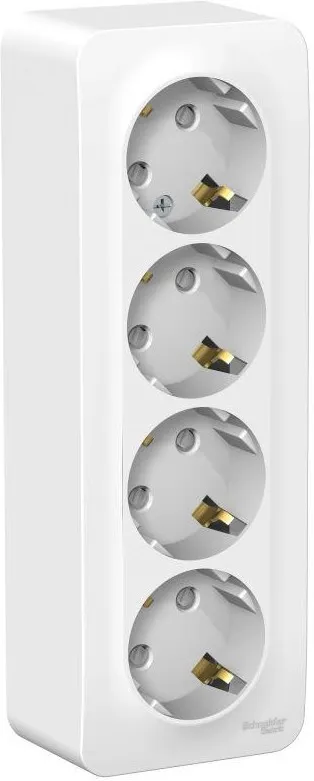 Розетка 4-м ОП Blanca 16А IP20 250В с заземл. защ. шторки с изолир. пластиной бел. SE BLNRA011411