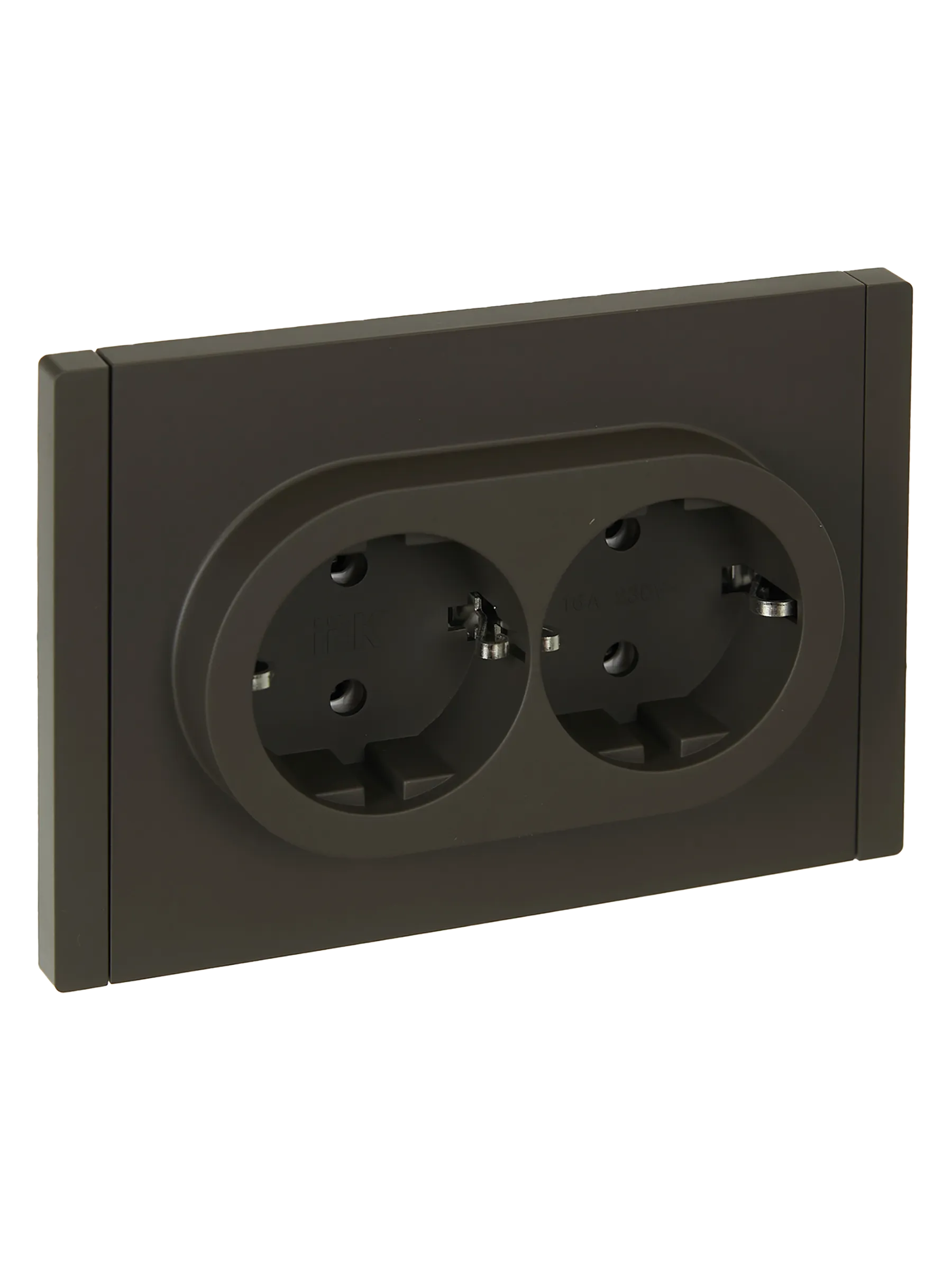 FORTE&PIANO Розетка 2-местная с заземлением без защитных шторок безвинтовое крепление 16А FP324 серый IEK FP-R21-16-1-K03