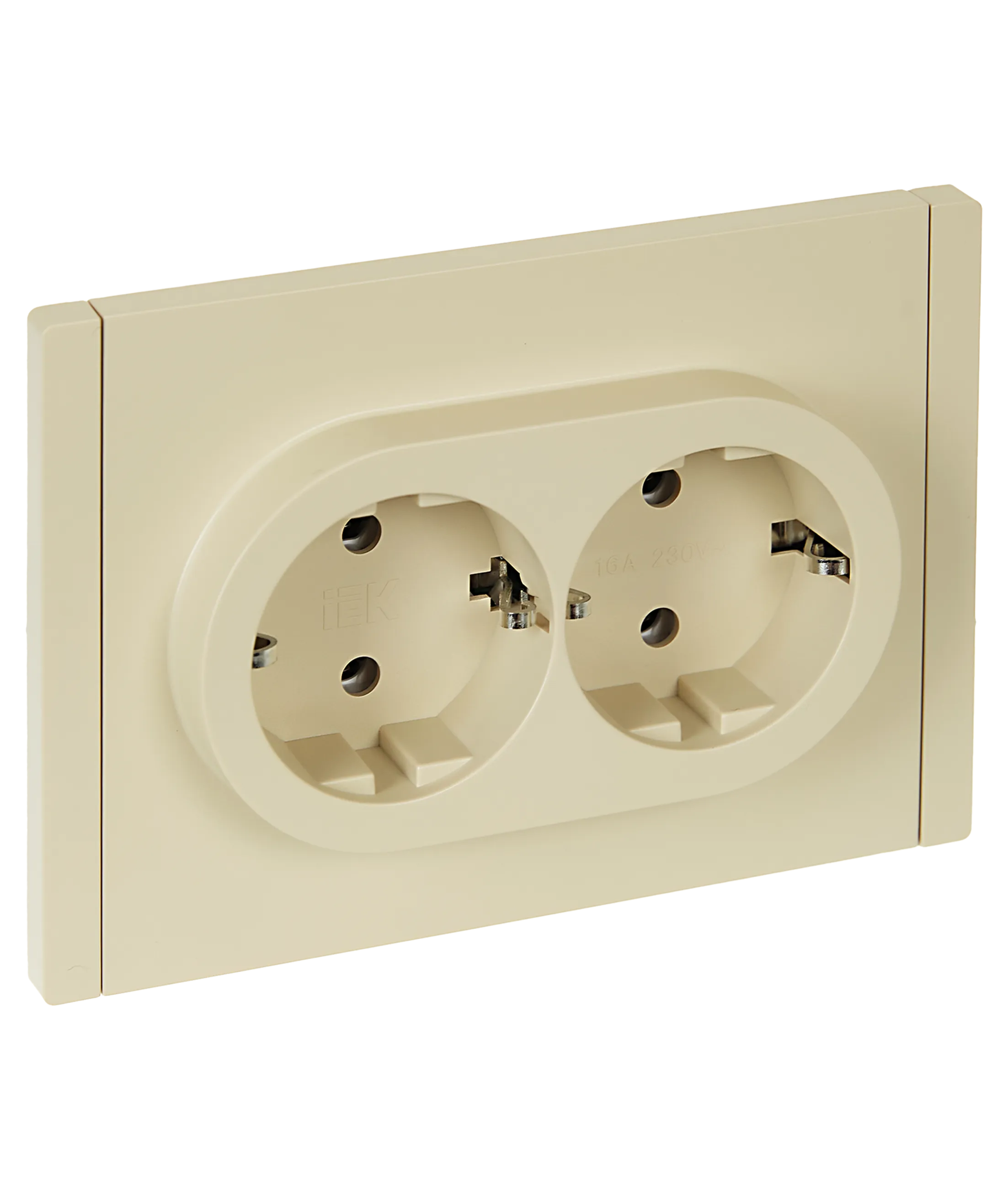 FORTE&PIANO Розетка 2-местная с заземлением без защитных шторок безвинтовое крепление 16А FP424 ваниль IEK