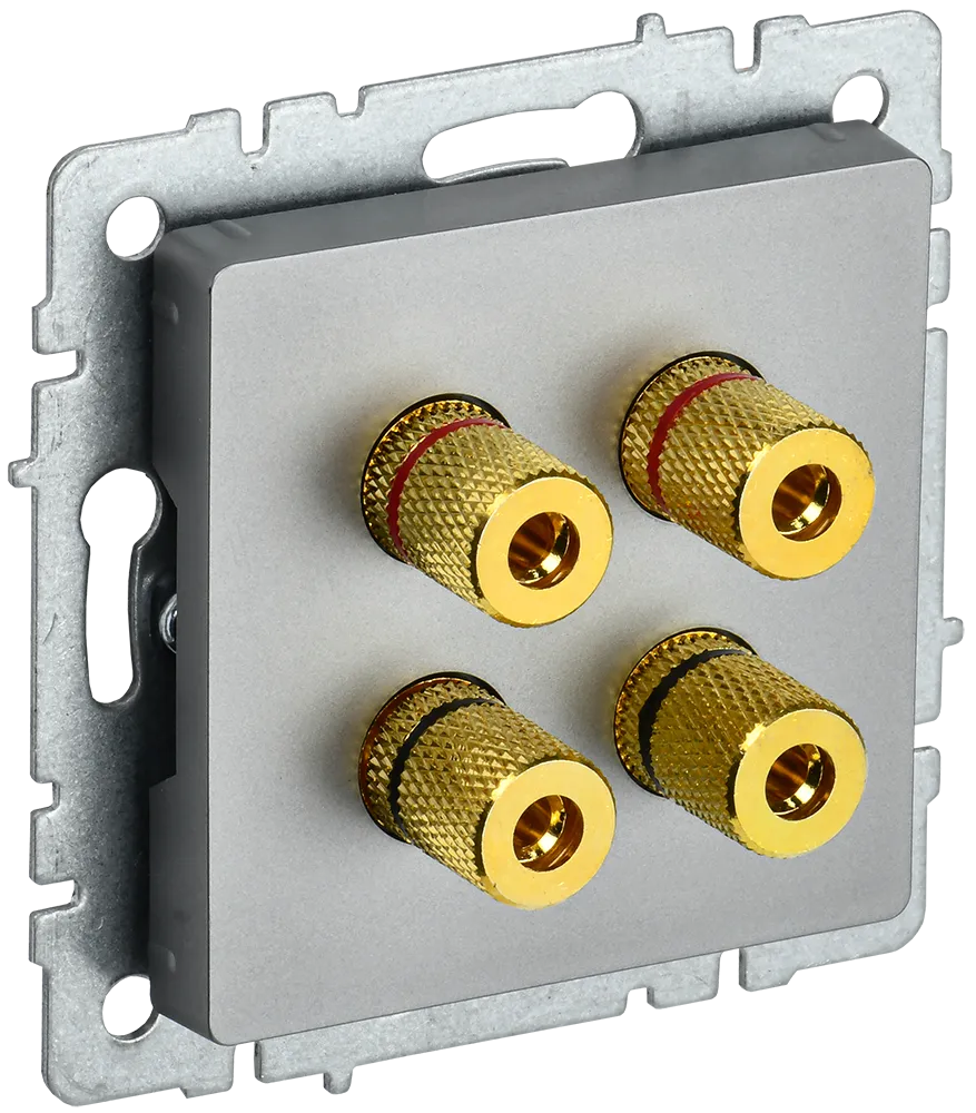 BRITE Аудиорозетка 4-местная РА10-БрС сталь IEK BR-S40-K46