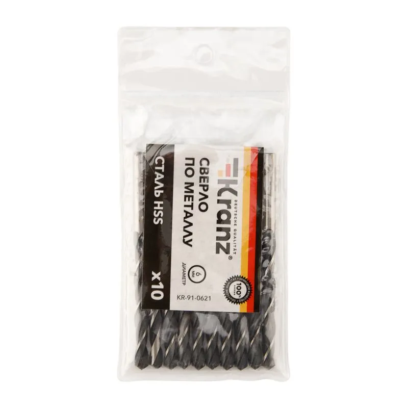 Сверло по металлу 6,0х93х57мм (HSS), DIN 338, 10 шт. в упаковке KRANZ - Фото 4