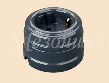 Розетка ретро фарфоровая,двухполюсная, с заземляющим контактом  (в комплекте с подъемной рамкой D70