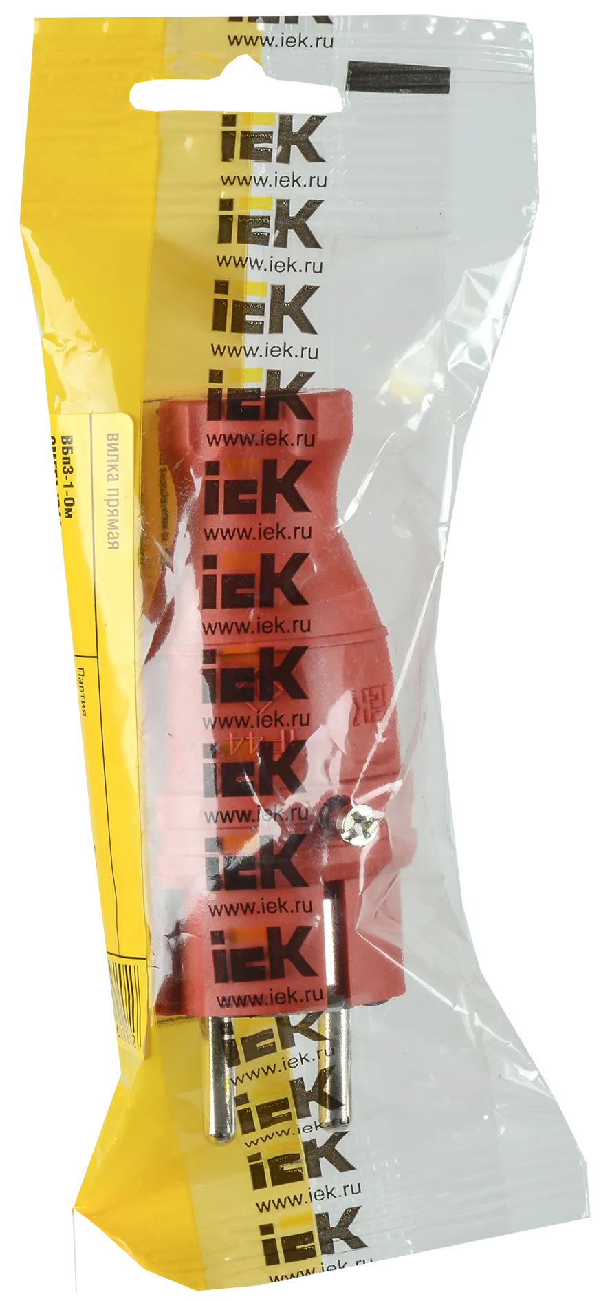 Вилка прямая ВБп3-1-0м IP44 ОМЕГА каучук красная IEK - Фото 2