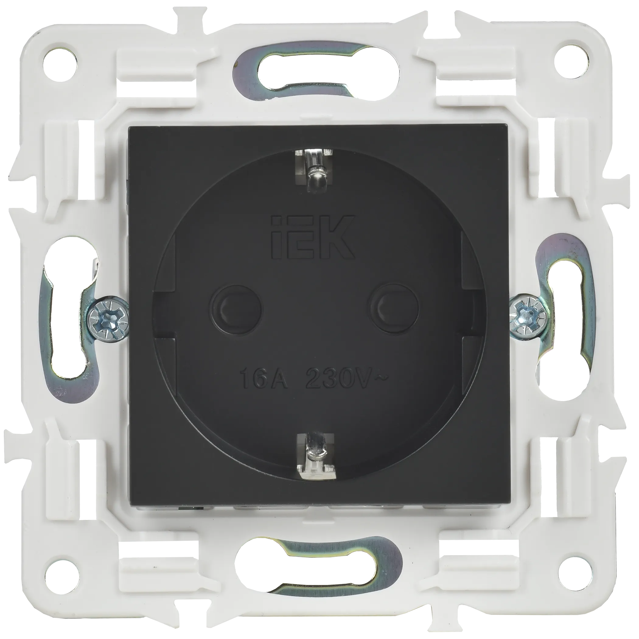 SKANDY Розетка с заземлением с защитными шторками 16А безвинтовое крепление SK-R06Bl черный IEK - Фото 5