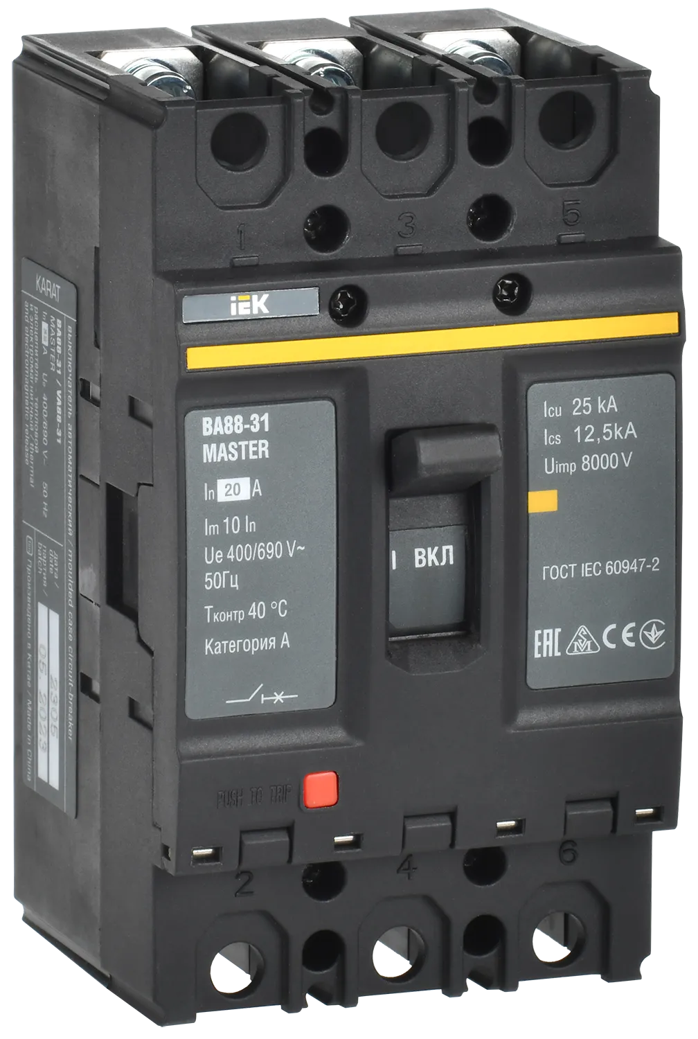 Выключатель автоматический ВА88-31 3Р 20А 25кА MASTER IEK